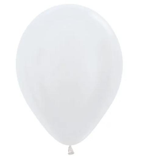 Balloon Met. White Latex 12in 50pcs