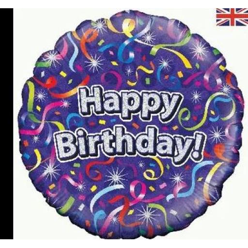 18inch Happy Birthday Streamers Holographic Foil Balloon