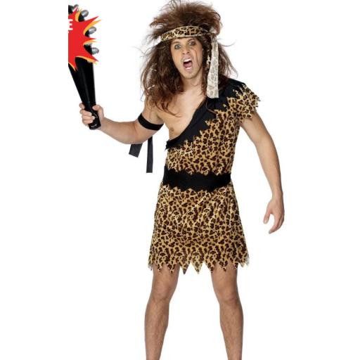 Caveman Costume, Brown, with Tunic, Headband & Armband Size Medium