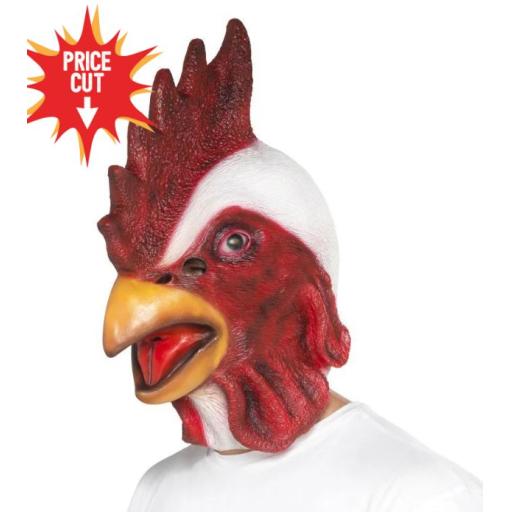 Chicken Mask, White, Full Overhead, Latex