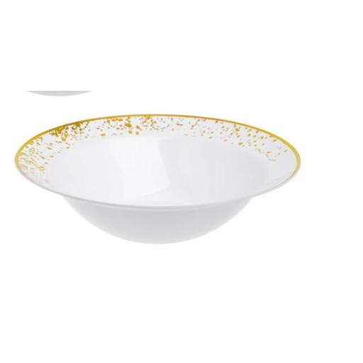 White and Gold 10oz Party Bowls - Golden Dots Sparkle Effect