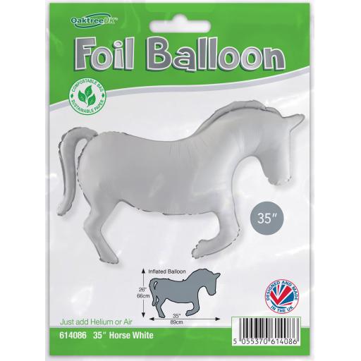 Shape 35inch Horse Solid Colour White Metallic Packaged