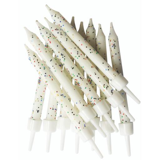 Cake Candles Pk12 Glitter White