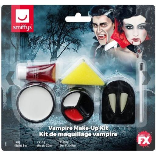 Make-Up FX, Vampire Kit, White & Red, Facepaint, Fangs, Blood Tube & Applicator