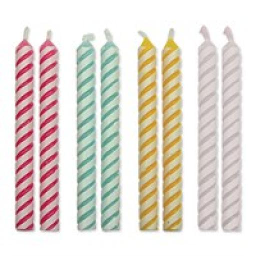 Candles - 4 Colour Small Striped Pk/24 (48mm / 1.9”)