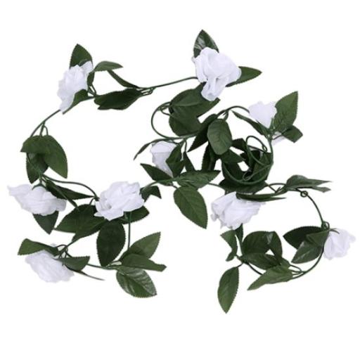 8ft Rose  Garland White