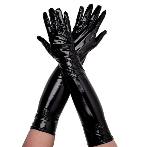 Long Sexy PVC Gloves - Black