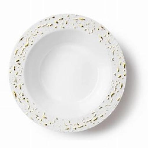 10 White/Gold Plastic Salad Plates  7.5"