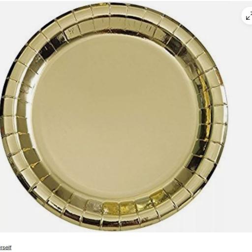 Gold Metallic Paper Plates 21.9cm 8pk