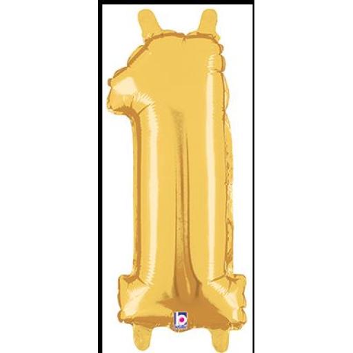 Number 0 Gold Air Filled Foil Balloon 14''