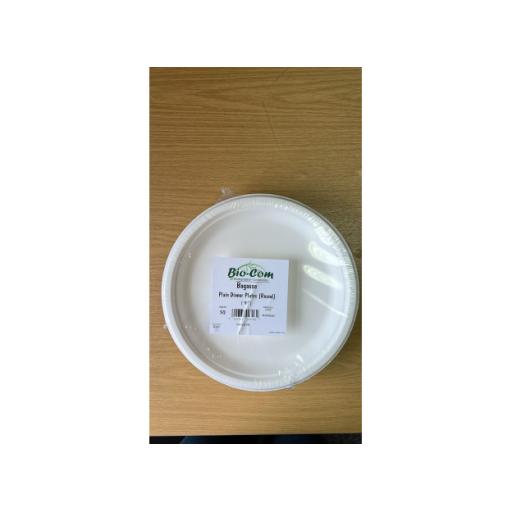 Biodegradable Compostable Sugarcane Bagasse 50 Plain Round Dinner Plates - 10 Inch