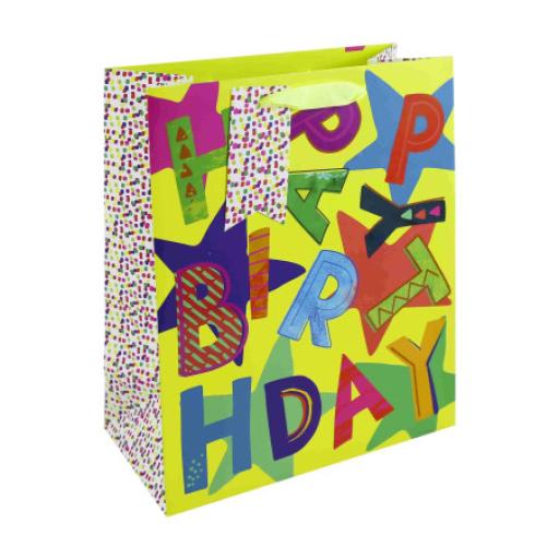 Neon Present Bag Happy Birthday