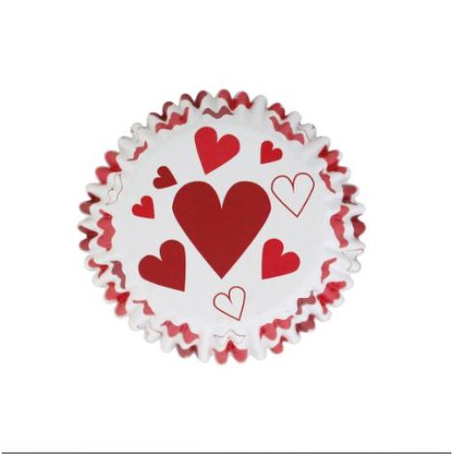 Foil-lined Cupcake Cases (Pack of 30), Red Hearts