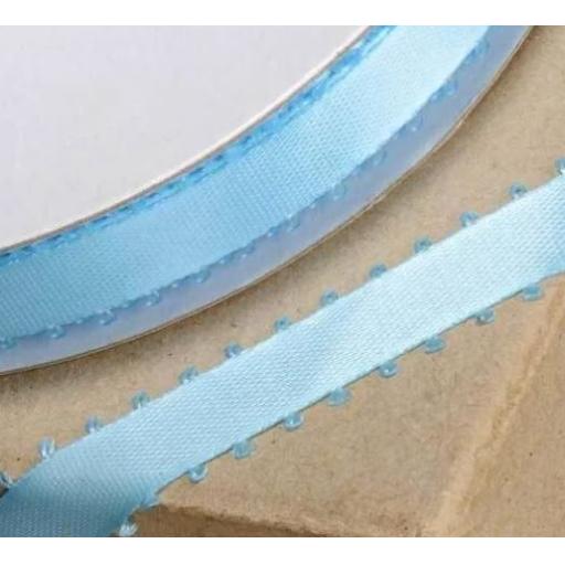 Blue Picot Edge Satin 12Mm x 1M