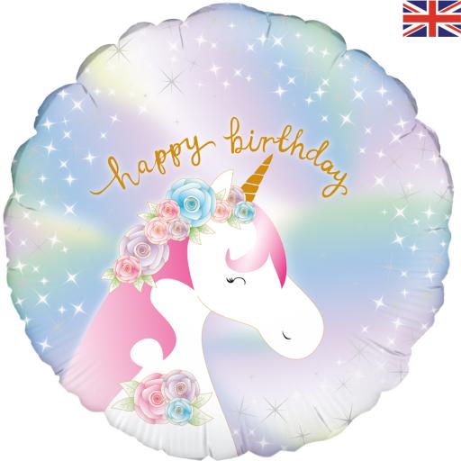 18inch Pastel Unicorn Birthday Iridescent Foil Balloon