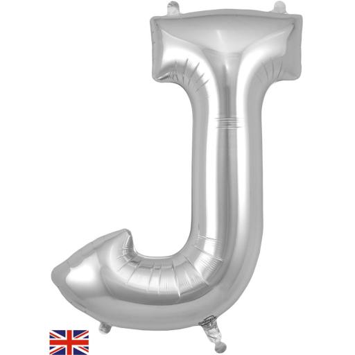 34inch Letter J Silver Foil Balloon