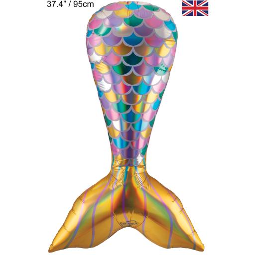 Shape 37.4inch Iridescent Mermaid Tail Foil Balloon