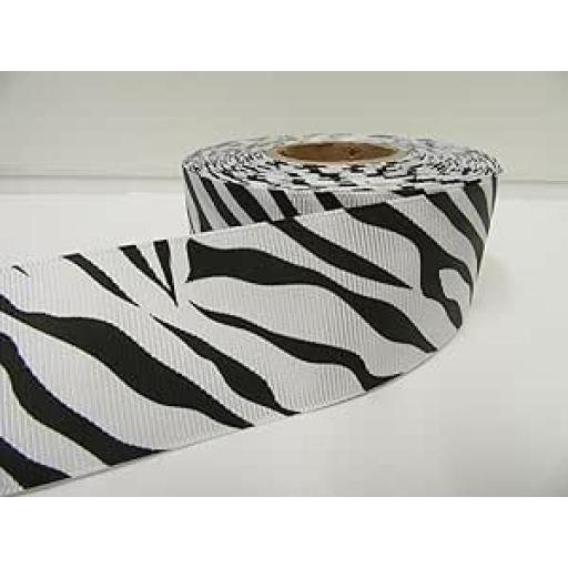 Zebra Print Wired Ribbon Black / White40 Mm x 10 M