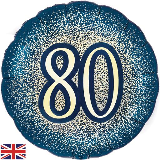 18inch 80th Metallic Glitter Birthday Navy Gold