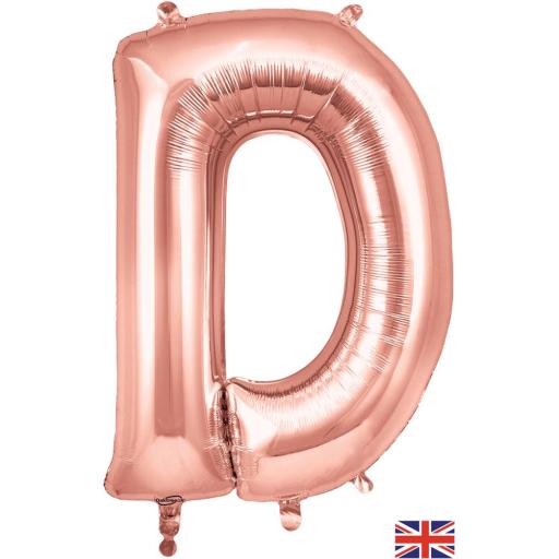 34inch Letter D Rose Gold Foil Balloon