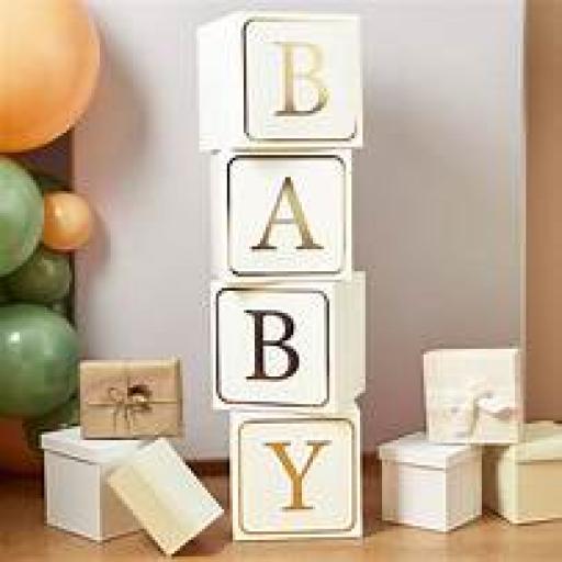 Gold Baby Shower Boxes Party Decorations,4pcs