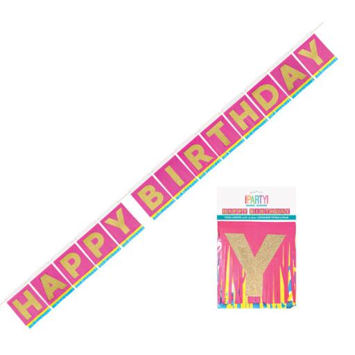Happy Birthday Tissue Fringe Banner 3.35m