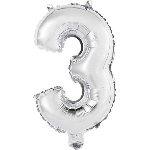 14" Silver Foil Number 3 Balloon Air Field
