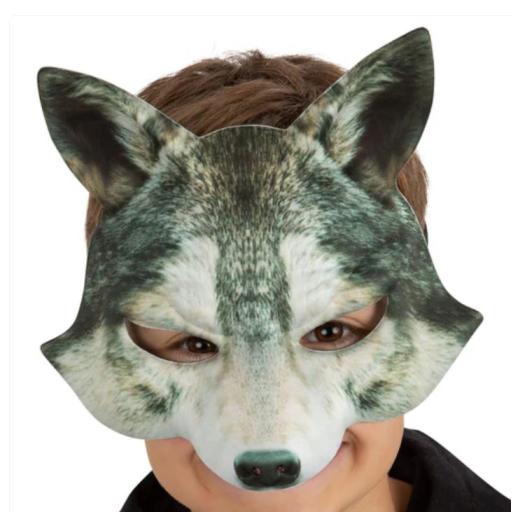 Kids Wolf Mask on Elastic