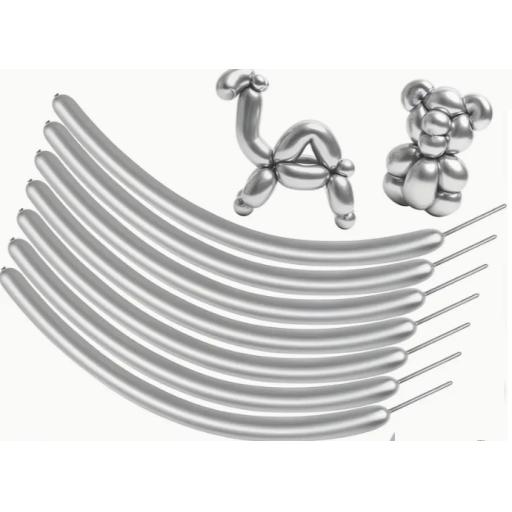 260q Chrome Silver Modelling Balloons 10pcs