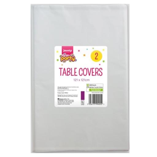White Plastic Table Covers 2pk