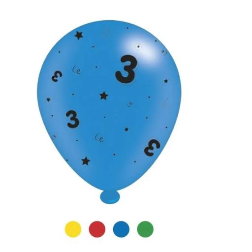 Age 3 Unisex Birthday Latex Balloons 8 Pc