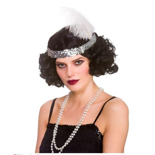 Flapper Wig & Headpiece - Black