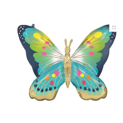 Vibrant Blue Satin Butterfly Flutters 30″  Foil Balloon