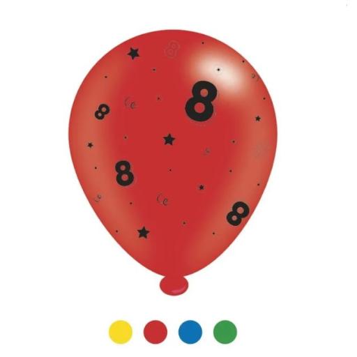 Age 8 Unisex Birthday Latex Balloons 8Pc