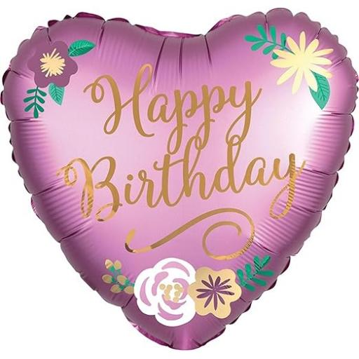 18" Foil Balloon Birthday Satin Flowers