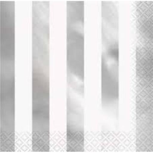 Lunch Napkins 16pk – Silver Stripe