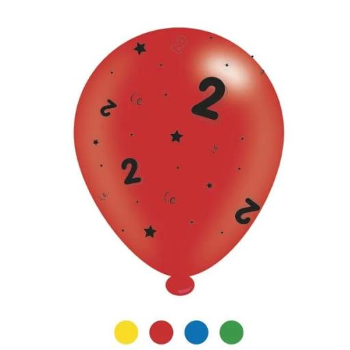 Age 2 Unisex Birthday Latex Balloons 8Pc