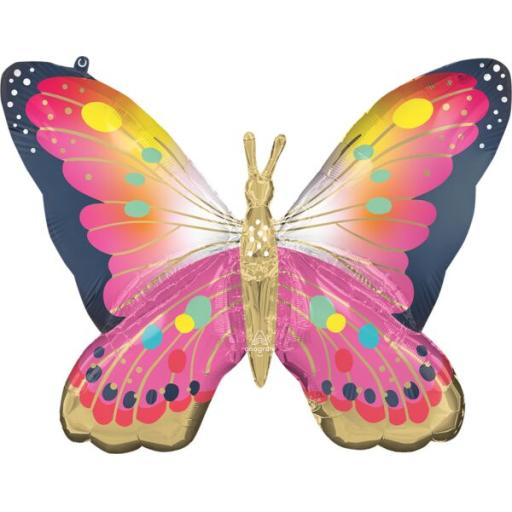 30"Foil Balloon  Vibrant Pink Satin Butterfly Flutters