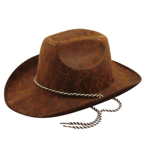 Leather Look, Dark Brown Western Style Hat