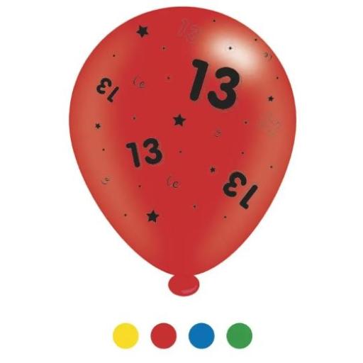 Age 13 Unisex Birthday Latex Balloons 8Pc