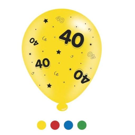 Age 40 Unisex Birthday Latex Balloons 8Pc