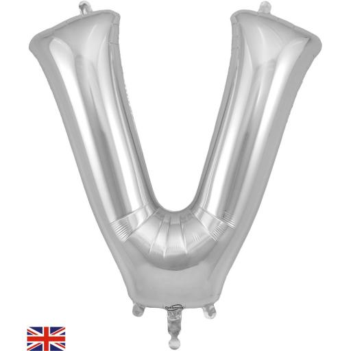34inch Letter V Silver Foil Balloon