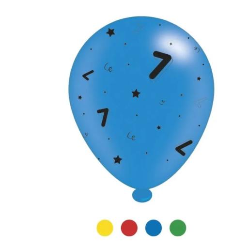 Age 7 Unisex Birthday Latex Balloons 8Pc