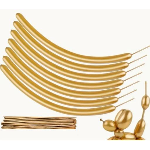 10 Chrome Gold Modelling Balloons