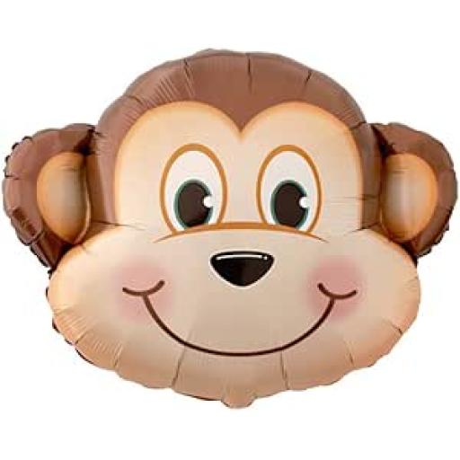 10" Air Filled Cute Monkey Head Foil Balloon