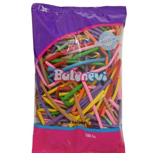 Balonevi Assorted Pastel Modelling Balloon 260 - 100pcs