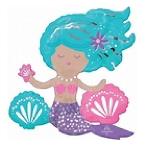 16" Mini Iridescent Mermaid Air Filled Foil Balloon