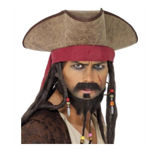 Pirate Hat, Brown with Hair Dreadlocks