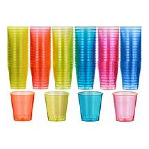 Coloured BPA Food Grade Plastic Reusable Shot Glasses 1oz 20Pk