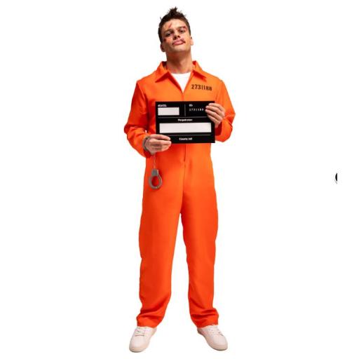 Orange Convict w/Handcuffs & I.D Board Size M